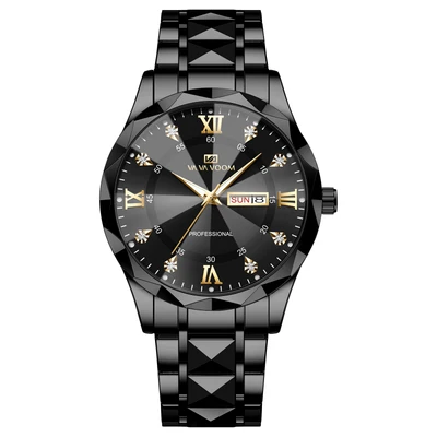 Double Calendar 2733-H-JH Gold Nail Black Chain