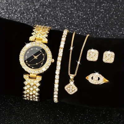 Double-horned starry sky gold and black five-piece set (without gift box
