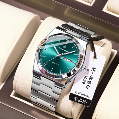 930 silver shell green surface steel belt model hs2512-959-01