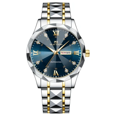 Double Calendar 2733-L-SAN Blue Face Gold