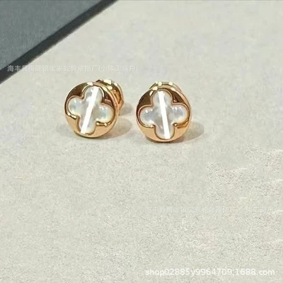B-round flower white shell earrings purchasing quality