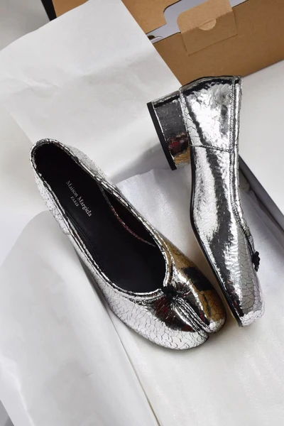 Silver mid heel