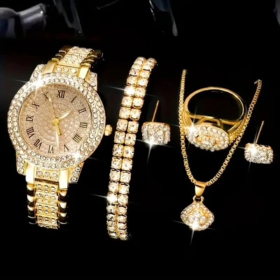Roman multi-diamond gold five-piece set (without gift box