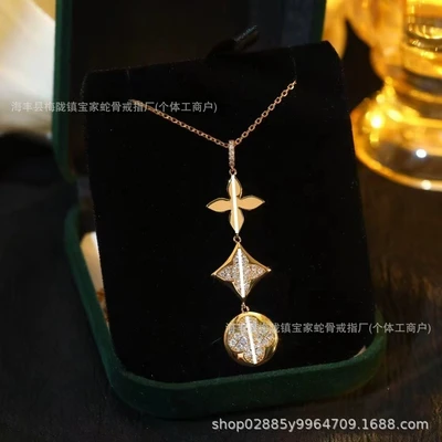 B-three-flower full diamond necklace - authentic quality (purchasing agent)