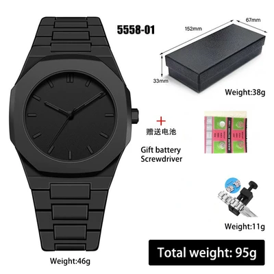 The scale is all black (battery + watch box + watch remover)