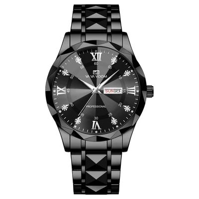 Double Calendar 2733-H-YH Silver Nail Black Chain