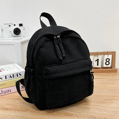 Small corduroy backpack - black