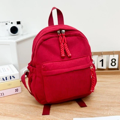 Small corduroy backpack - red