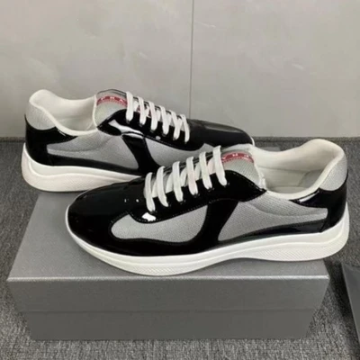 Black and gray with patent leather
