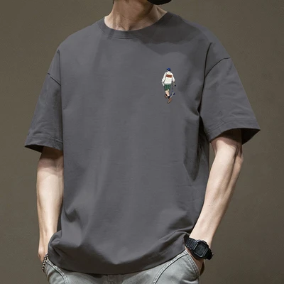 Dark gray cotton short sleeves-2645