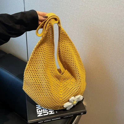 357—single rope net flower yellow