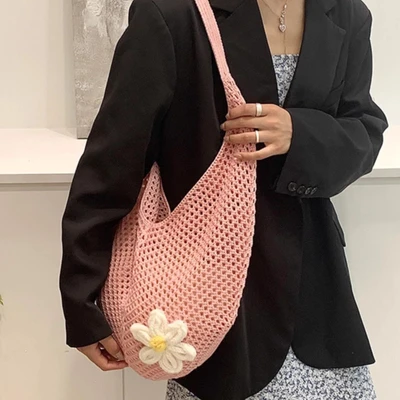 357—single rope net flower pink