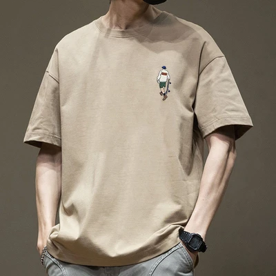 Khaki cotton short sleeves-2645