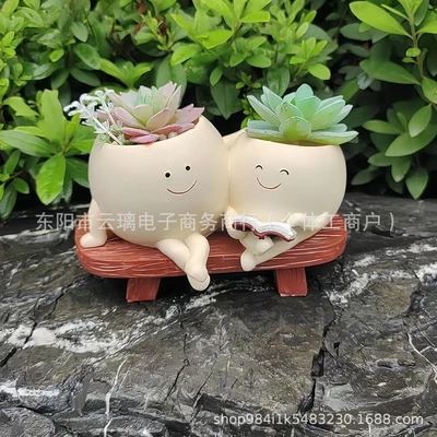 Double reading flower pot