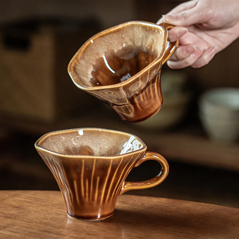 Niche Retro Octagonal Ceramic Mug for Home Use, High-End Coffee Cup, Afternoon Tea Cup