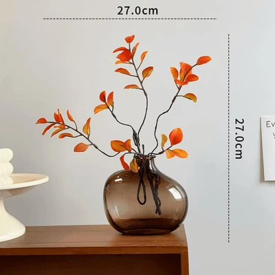 Red maple leaf + slanted shoulder cigarette ash glass bottle