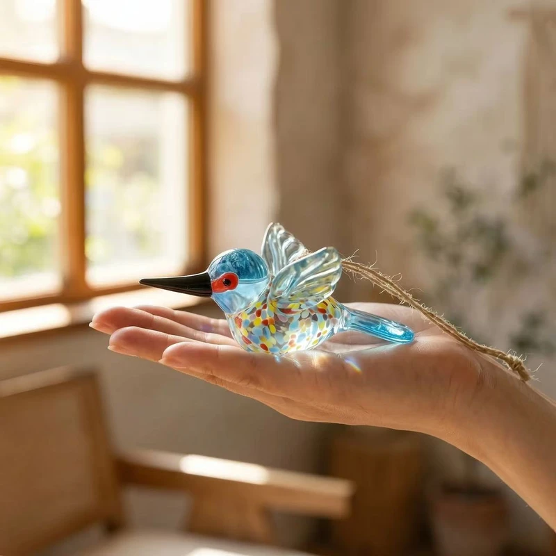 Cross-Border New Model Colorful Glass Bird Suncatcher Colorful Glass Bird Sun Catcher