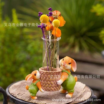 Rabbit brothers move flower pots