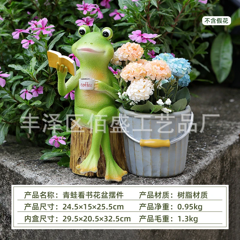 Cross-border resin crafts frog flowerpot gardening ornaments creative fleshy potted Animal Flower tank flower ornaments