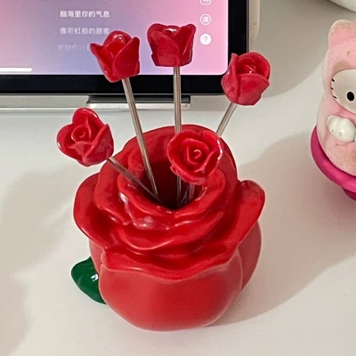 Red rose base + 10 forks