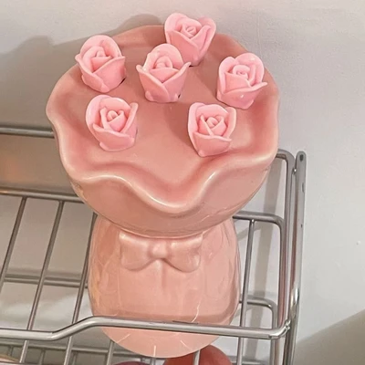 Pink bouquet base + 6 forks