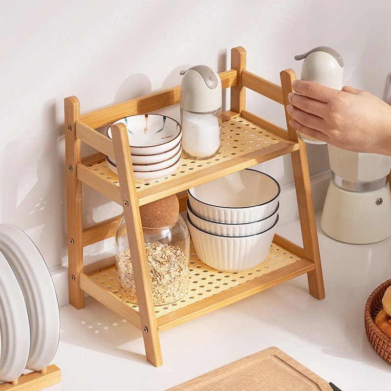Kitchen Countertop Spice Rack, Multi-Layer Desktop Storage Organizer, Layered Multifunctional Storage Cabinet