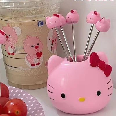 Pink kitten base + 5 forks