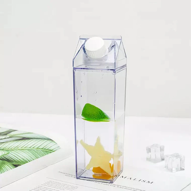 in stock creative 500ml square milk cup milk box cup plastic cup net red student cup logo