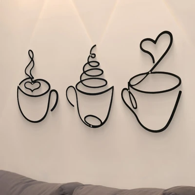 Black Flat Iron Coffee Wall Hanging Three-piece Set