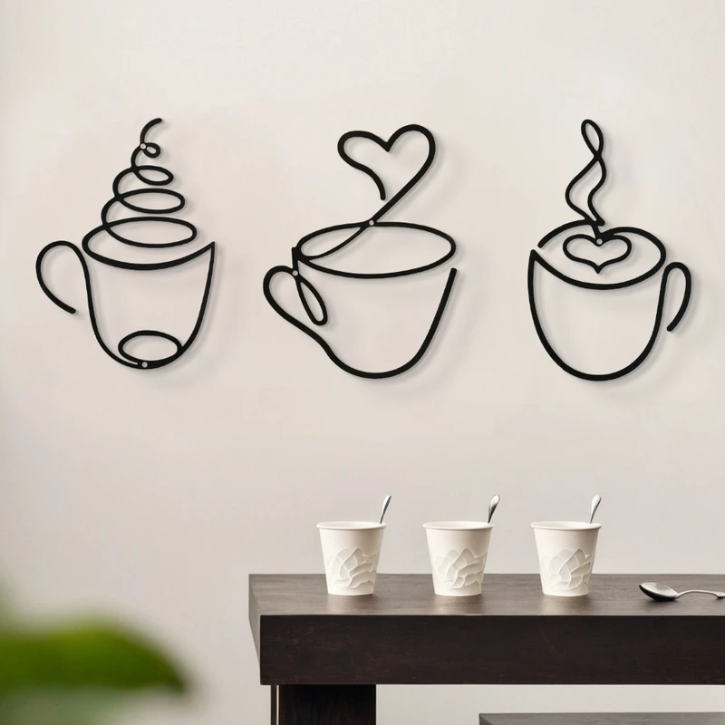 Creative Coffee Wall Hanging Cafe Decorations Home Iron Crafts Interior Wall Decoration Wall Iron Painting