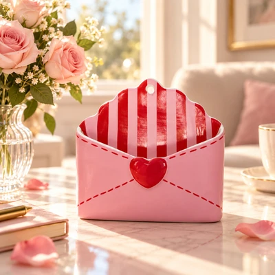 Envelope wall hanging decoration (pink stripes)