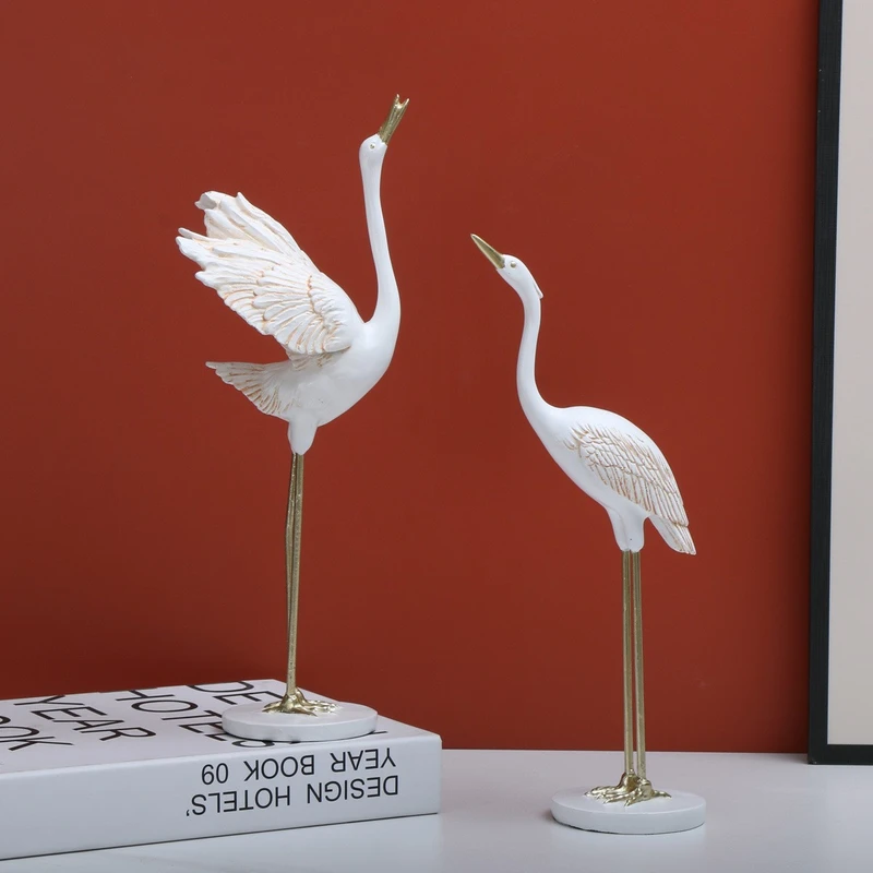 Crane Crafts Ornaments Simulation Animal High-end Exquisite Decorative Ornaments Living Room Entrance TV Cabinet Decorative Ornaments