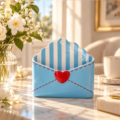 Envelope wall hanging decoration (blue stripes)