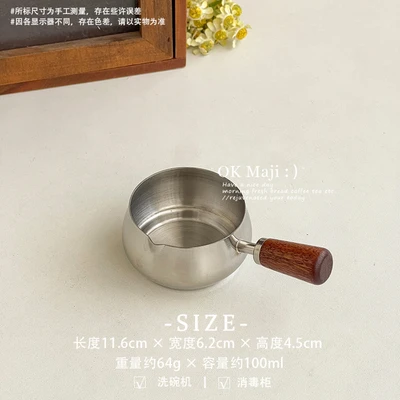 304 stainless steel wooden handle oil pan-medium size