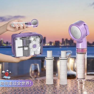 【sa-03】model a [purple set 1] turbocharged filter shower head + travel bag + 2 filter cartridges