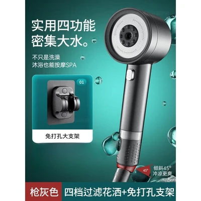 【sa-15】【gunmetal gray set 1】turbocharged shower head + bracket