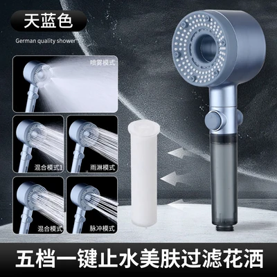 【sa-86】【transparent handle water-stop】5-speed hair dryer - blue