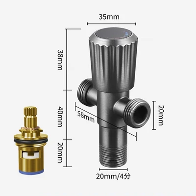 Water plated gun ash stainless steel double outlet angle valve