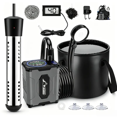 [gray] 10000 mah shower + european standard heating rod set