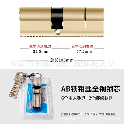 Iron key full copper lock core 100 offset (32.5+67.5)