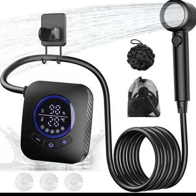 【hw-01-03】newly upgraded portable square shower head 8000mah + bath sponge