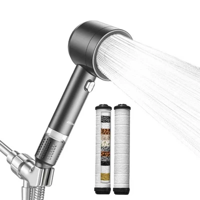 【sa-15】starry gray turbine 【sulfite ball】+ 1.5m silver hose + silver american standard connector + two filter cartridges