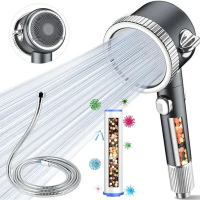 【sa-38】gray + 1 filter cartridge 【calcium sulfite balls】+ 2m electroplated reinforced hose