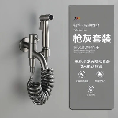 [alloy] gun gray dual-purpose faucet + alloy spray gun + 2m telephone line pipe
