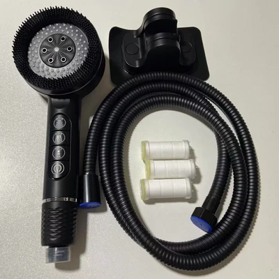 【sa-10】black ailin supercharged shower head - + punch-free seat + 1.5m hoses + 3 pieces of cotton