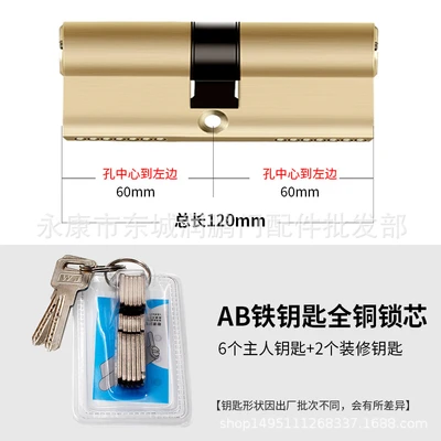 Iron key full copper lock core 120 medium (60+60)