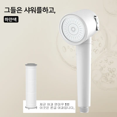 【sa-09】japanese style turbine shower head - pearl white - one-handed spray