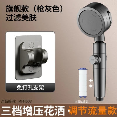 【sa-06-b】all-in-one flow control faucet - gunmetal gray - handheld spray + drill-free mount