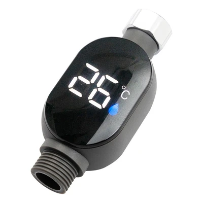 Led shower temperature display - battery operated - non-heating - bottom outlet