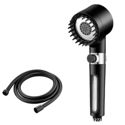 【sa-44】stylish black snowflake spray - one-handed spray + 1.5m black pvc soft hose + 1 original cotton filter